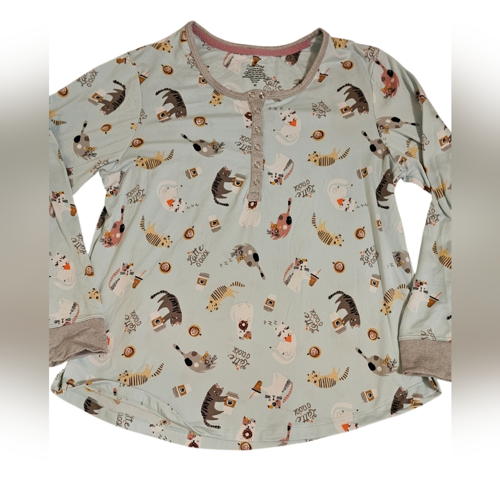 Cuddl Duds Coffee Cats PJ Top Only M
